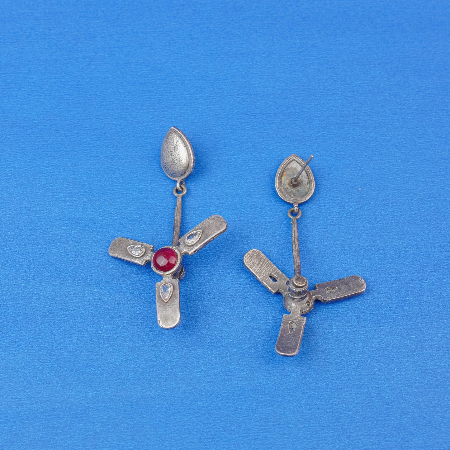 Pawan- Silver Brass Oxidised dangler earrings