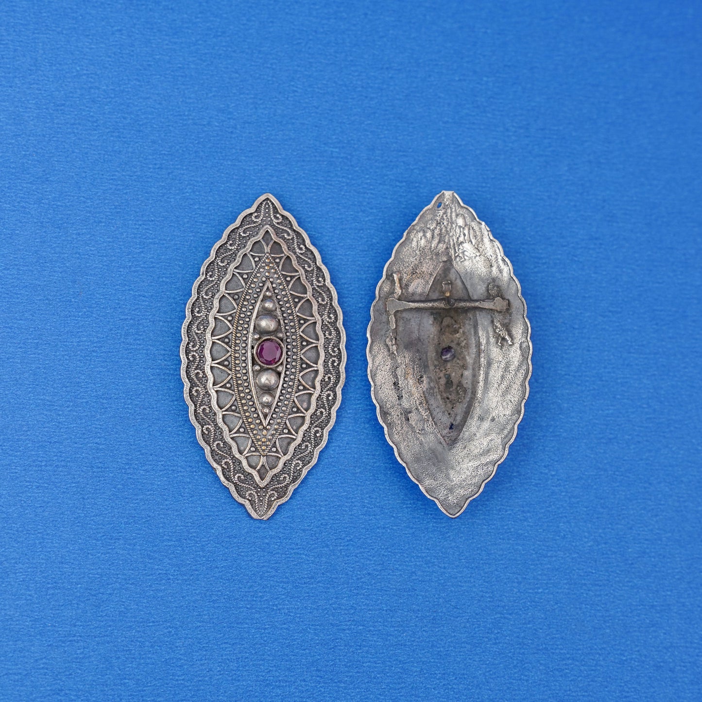 PushpNetra- Silver Brass Stone Studded Stud Earrings