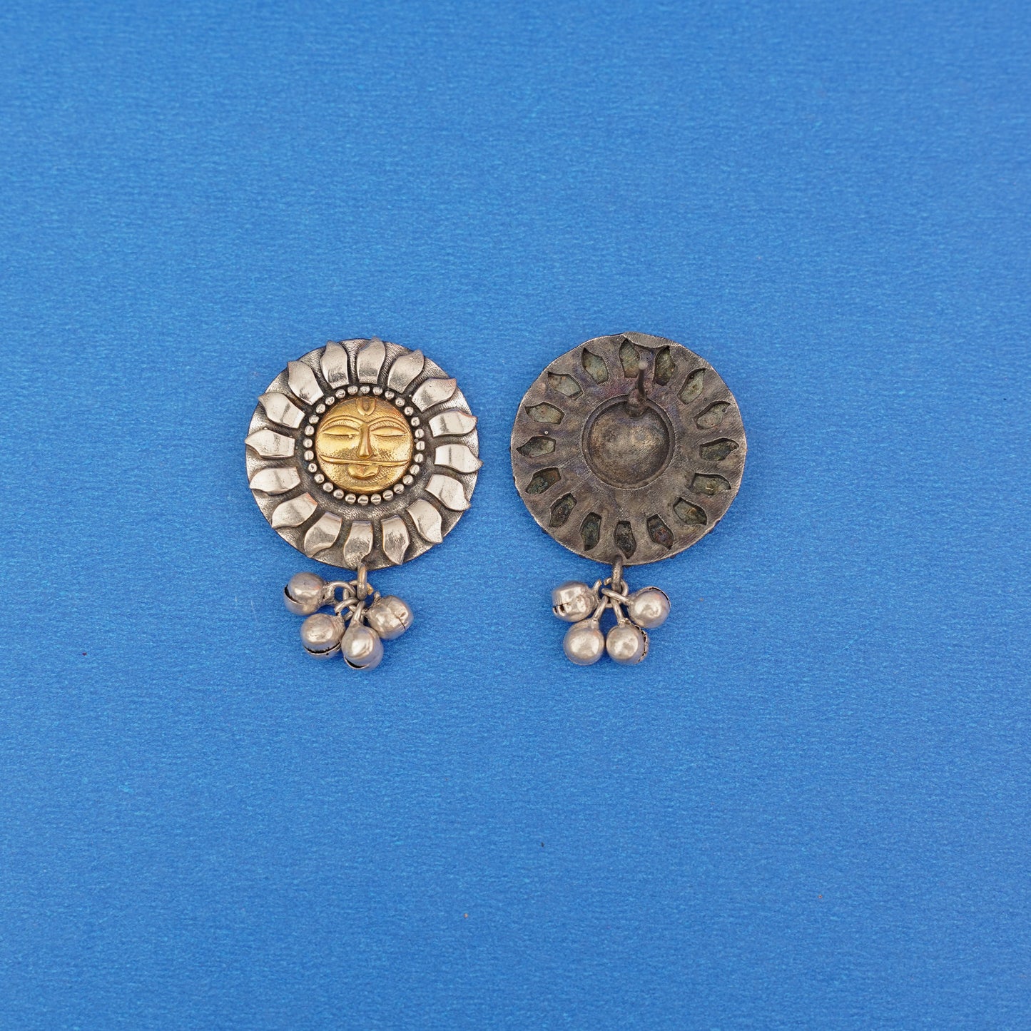 Surya- Silver Brass Oxidisd dangler earrings