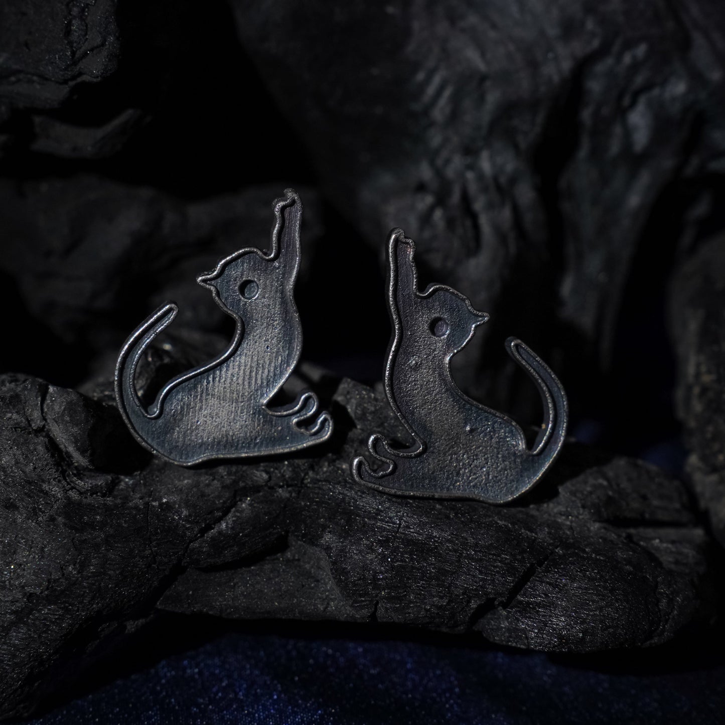Billu- Silver Brass oxidised stud earrings