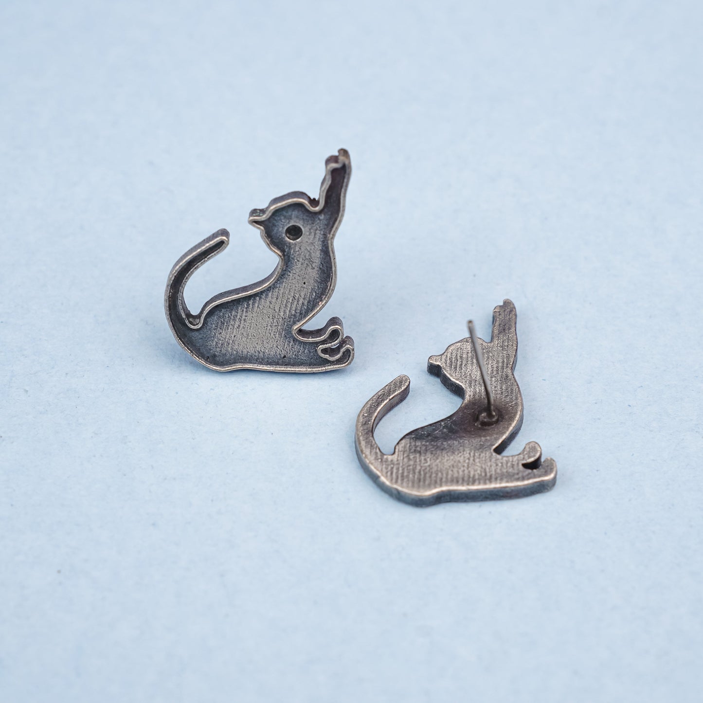 Billu- Silver Brass oxidised stud earrings