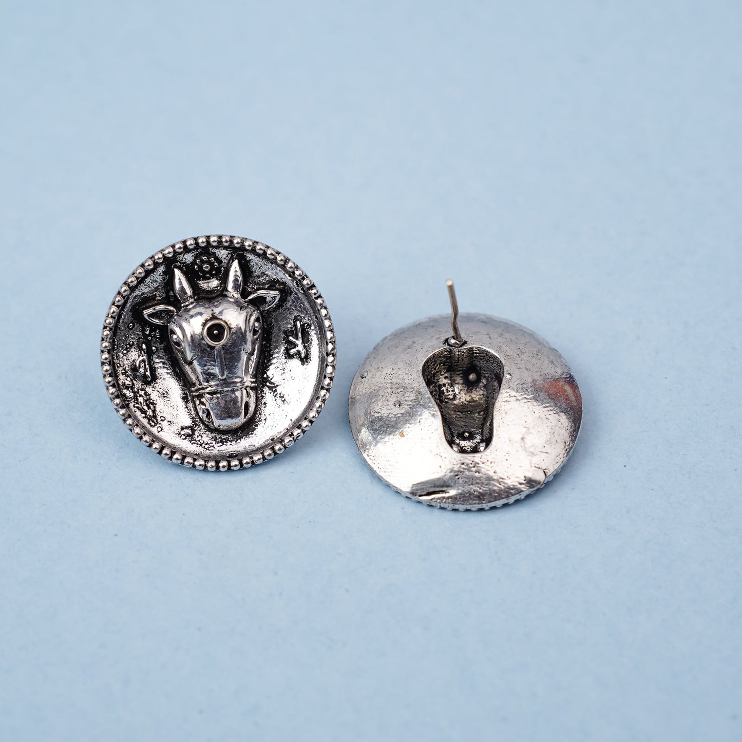 Rupvrish- Silver Brass oxidised stud earrings