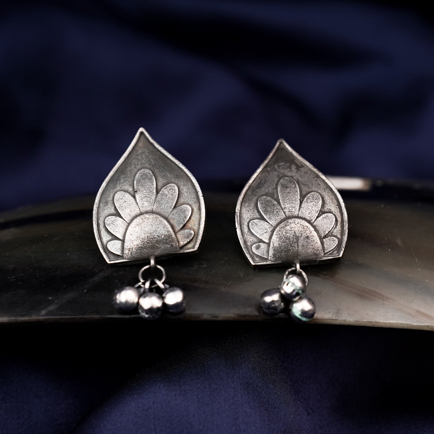 Nivedita- Silver Brass Oxidisd dangler earrings