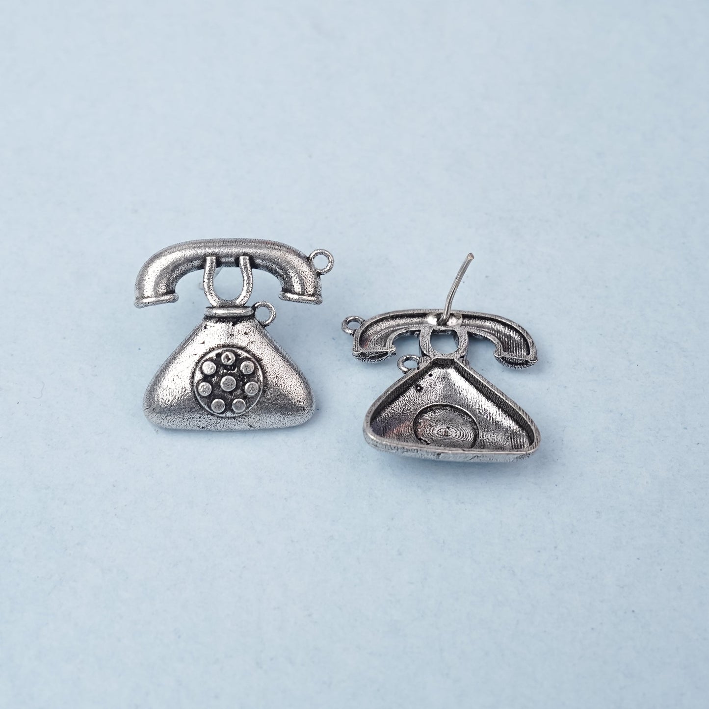 BaatCheet- Silver Brass oxidised stud earrings