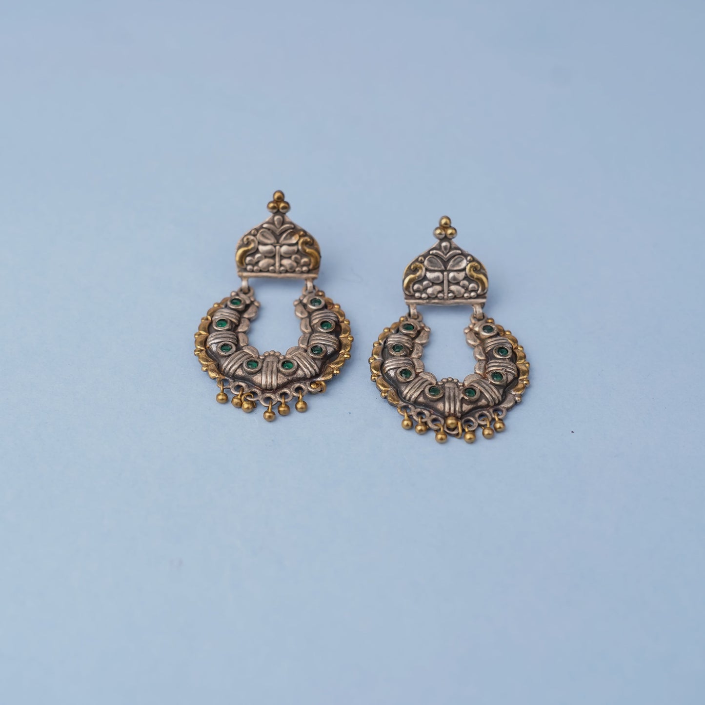 Shaam-Savera- Silver Brass Oxidised dangler earrings