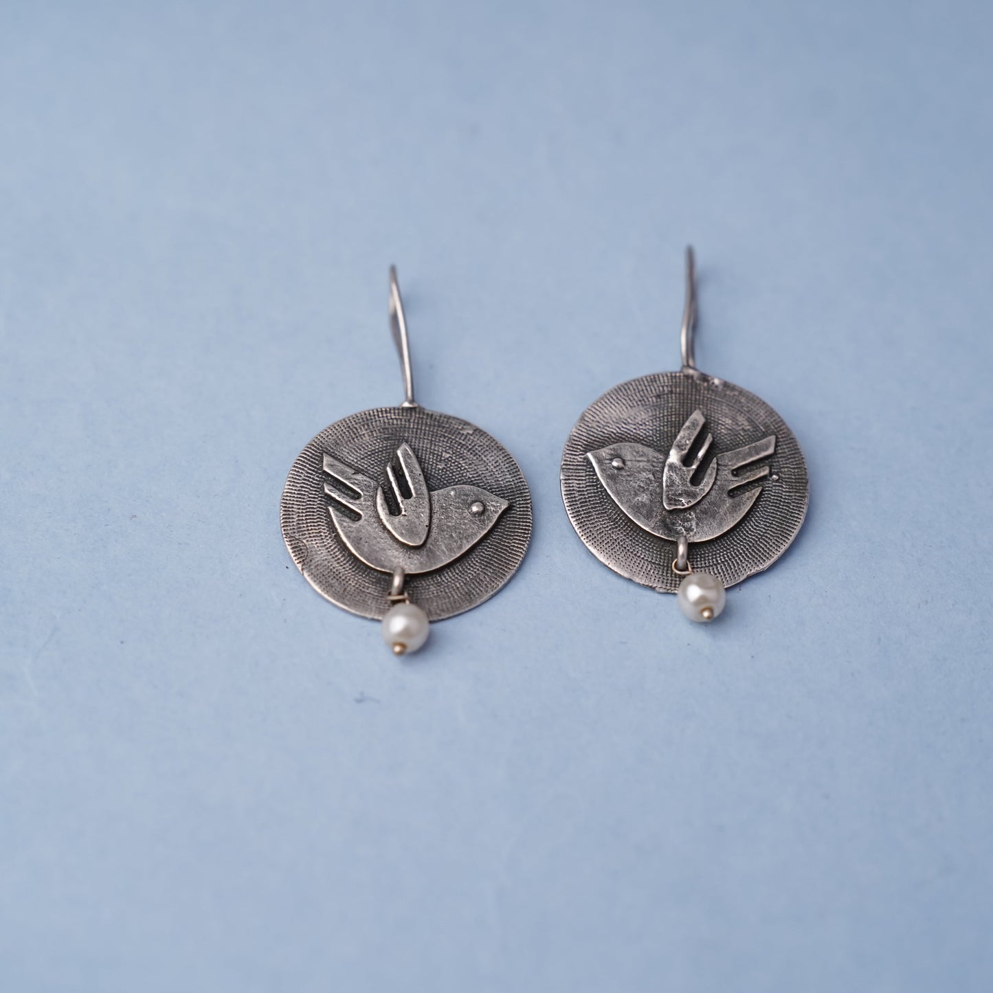 Bird Motif Oxidised Earrings