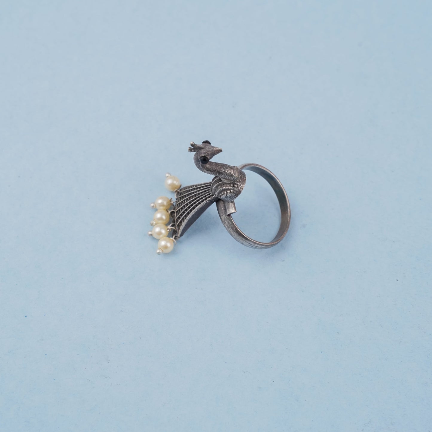 Morpriya- Silver oxidised ring