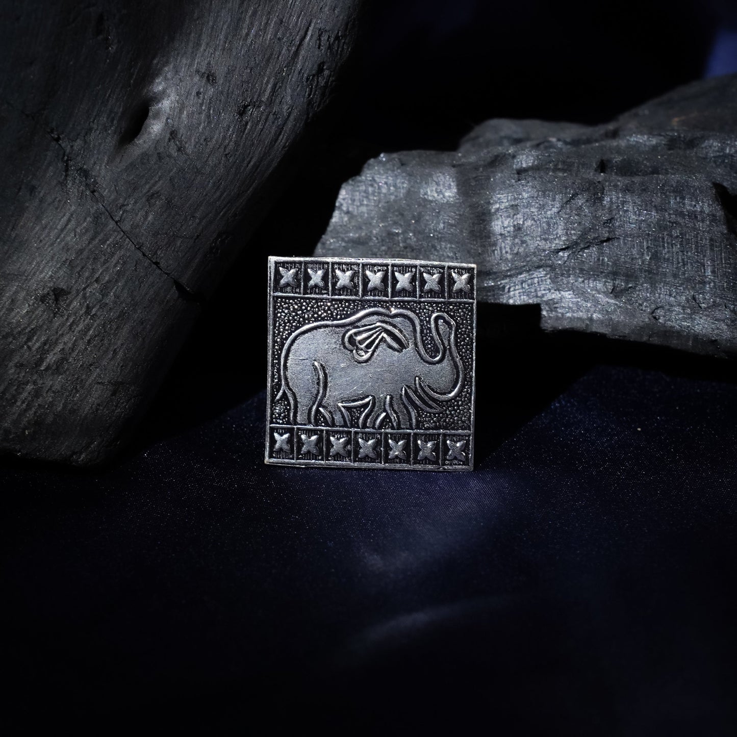 Tejomayi- Silver oxidised ring