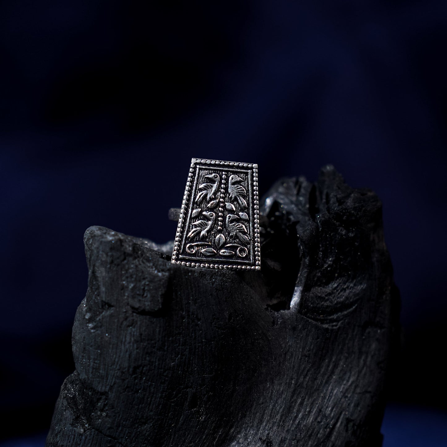 Suvrata- Silver oxidised ring
