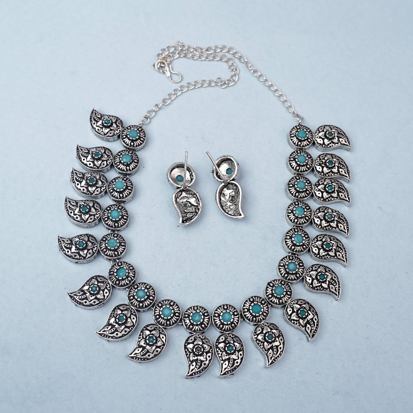 Parampara- Oxidised Neckpiece Set (Sky Blue)