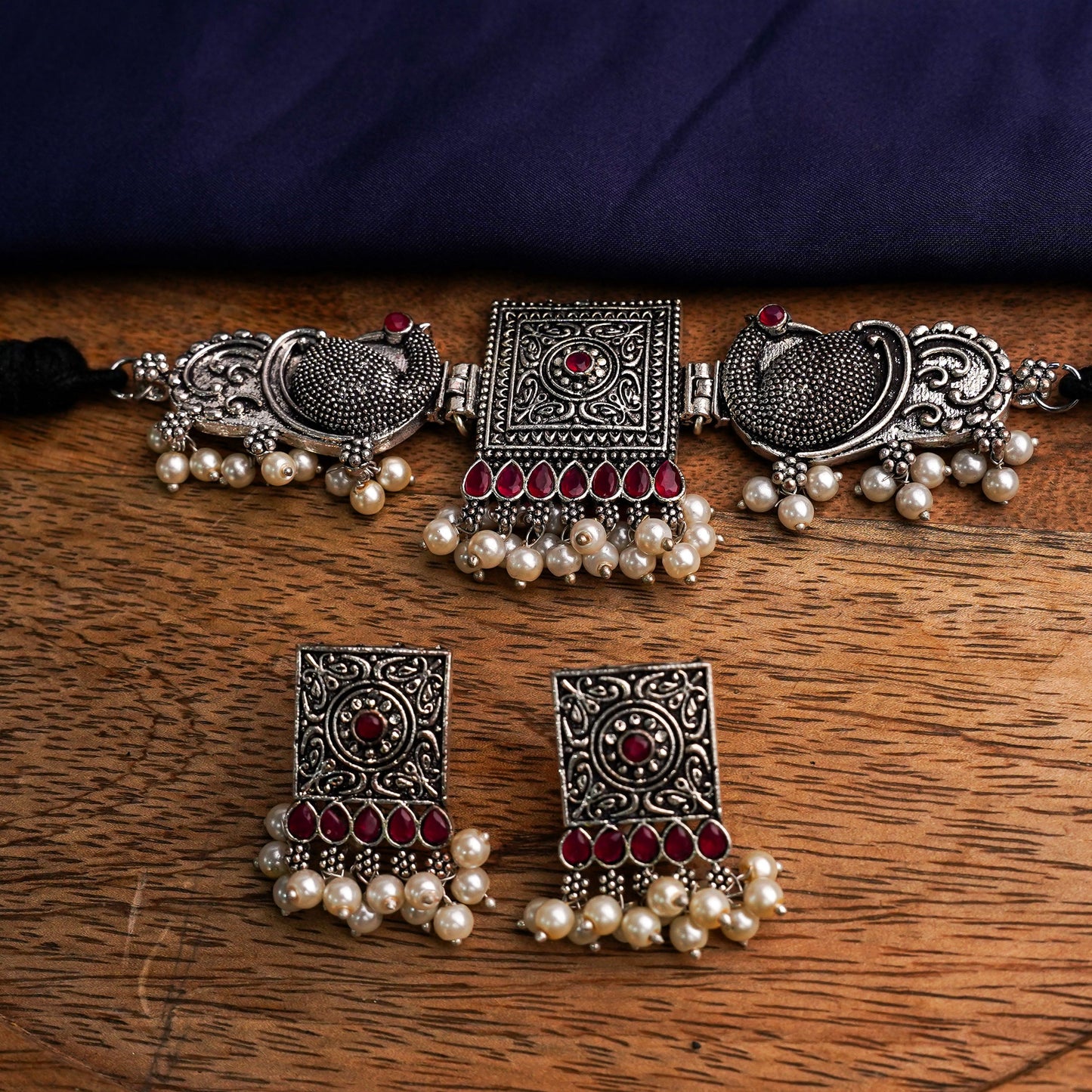 Shubhrangi- Oxidised neckpiece with Earrings