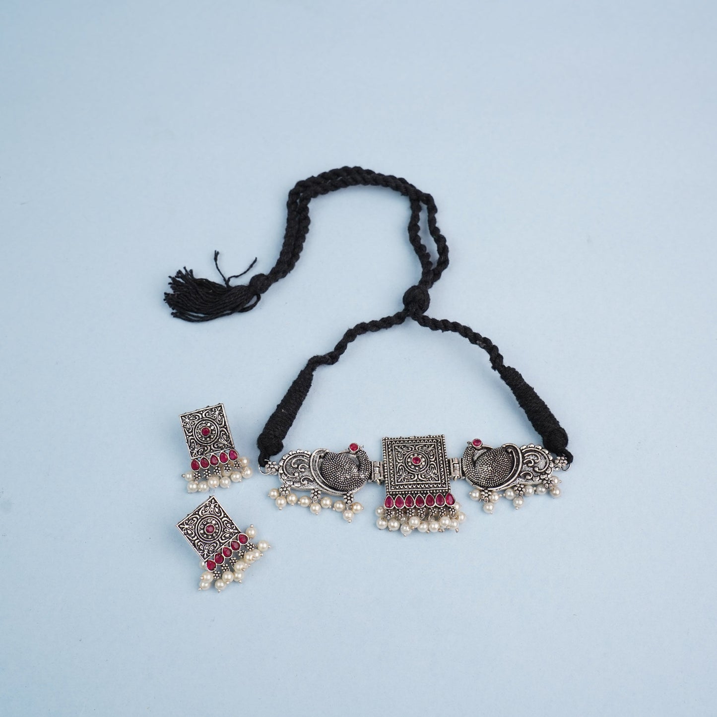 Shubhrangi- Oxidised neckpiece with Earrings
