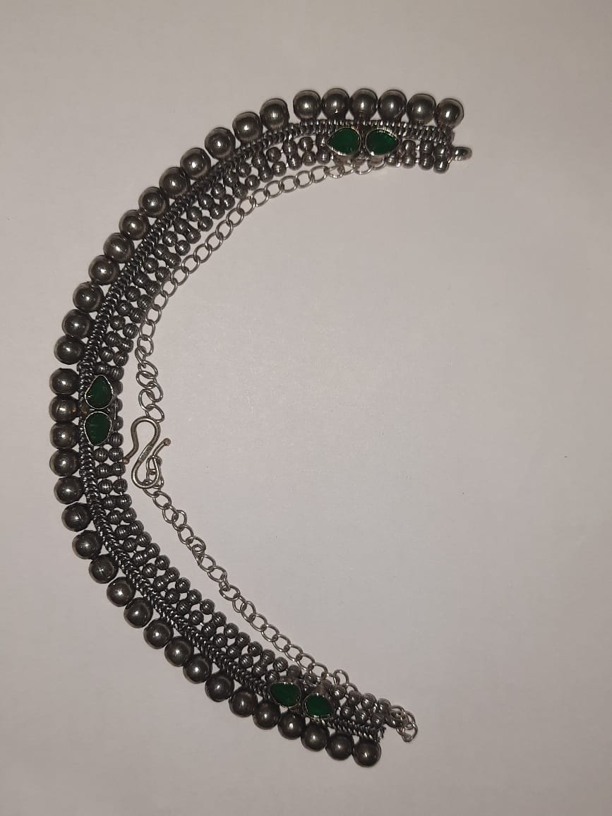 Charita- stone Brass Neckpiece(Green)