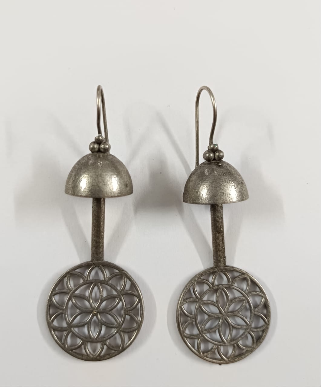 Ghantika- Silver Brass Oxidised dangler earrings