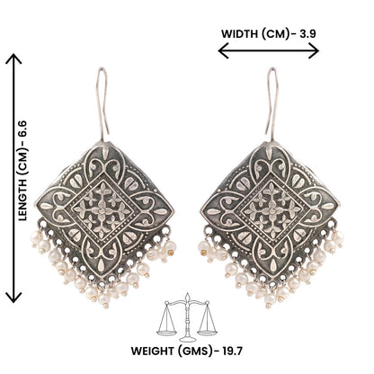 Vajra- Silver Brass Pearl dangler earrings