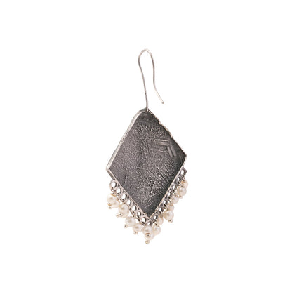 Vajra- Silver Brass Pearl dangler earrings