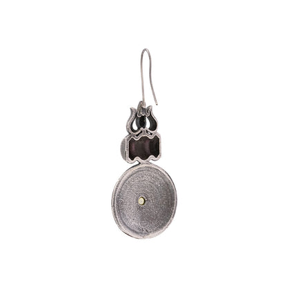 Trishool- Silver Brass Oxidised dangler earrings(White)
