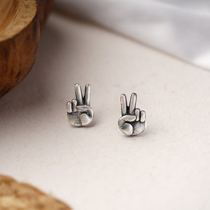 Jeet- Silver Brass oxidised stud earrings