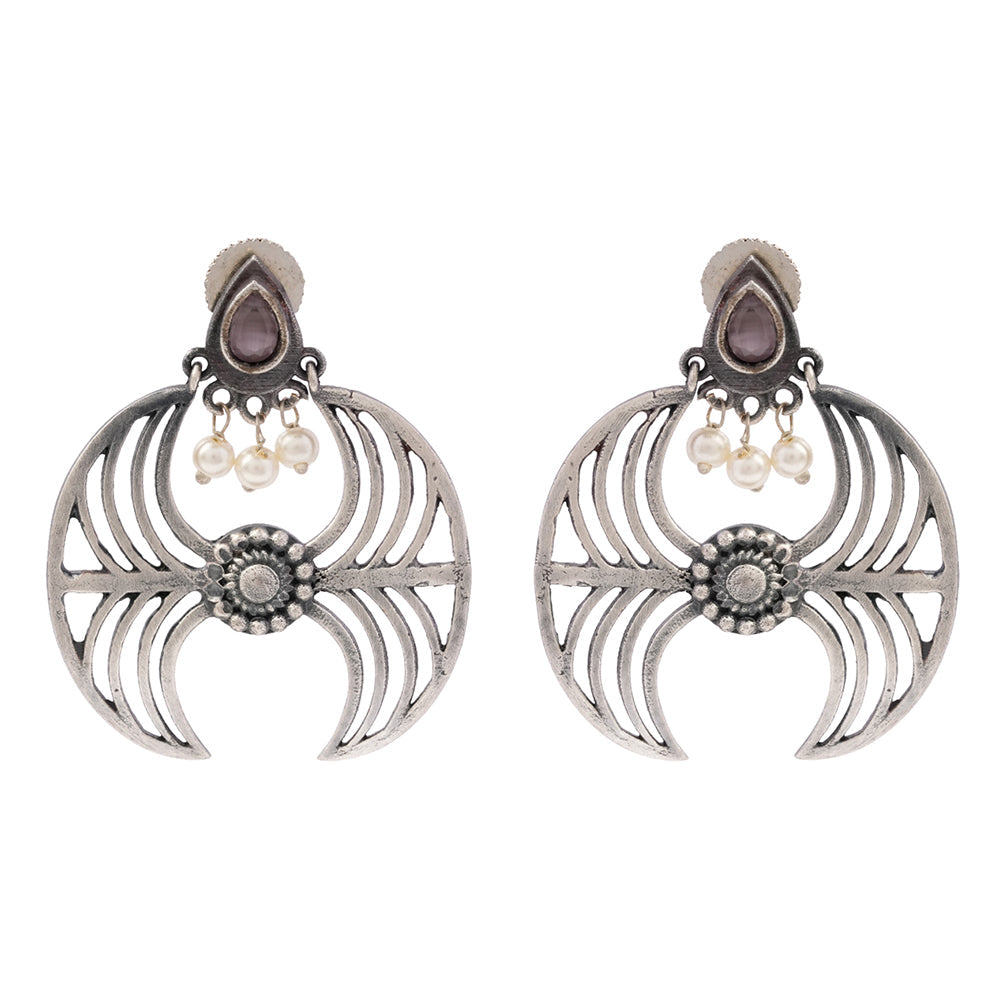 Rekha- Silver Brass Oxidised stud earrings