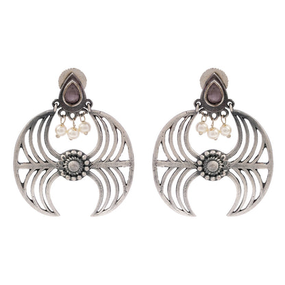 Rekha- Silver Brass Oxidised stud earrings