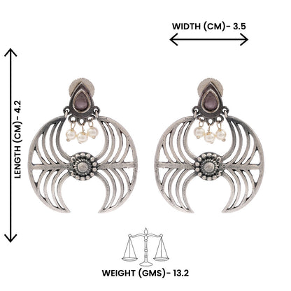 Rekha- Silver Brass Oxidised stud earrings