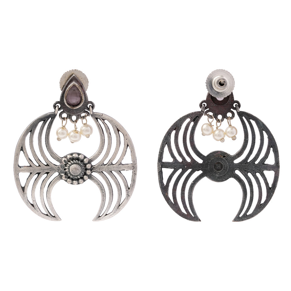 Rekha- Silver Brass Oxidised stud earrings