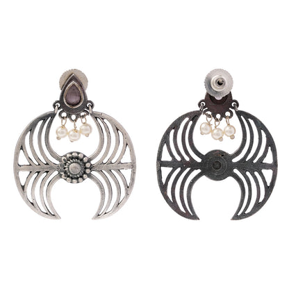 Rekha- Silver Brass Oxidised stud earrings