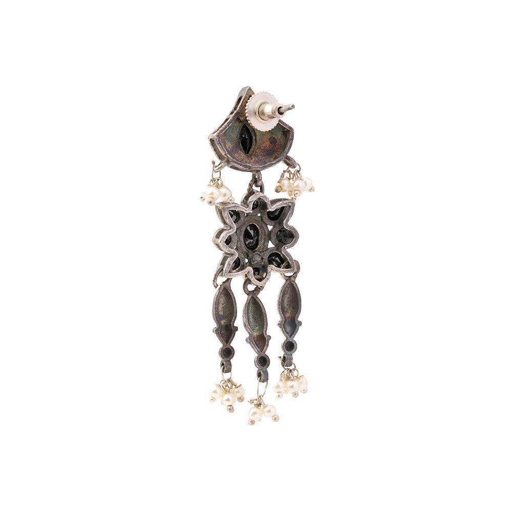 Puspratna- Silver Tone Brass Dangler Earrings