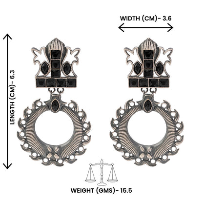 Rajatika- Silver Brass Oxidised dangler earrings