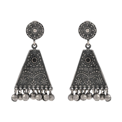 GunghrooPatra- Silver Brass Oxidised dangler earrings