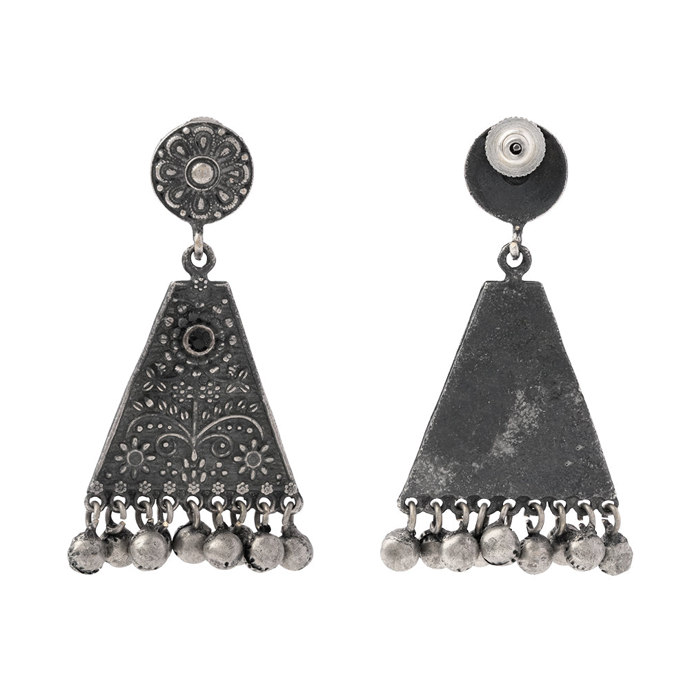 GunghrooPatra- Silver Brass Oxidised dangler earrings