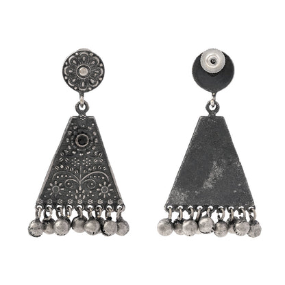 GunghrooPatra- Silver Brass Oxidised dangler earrings