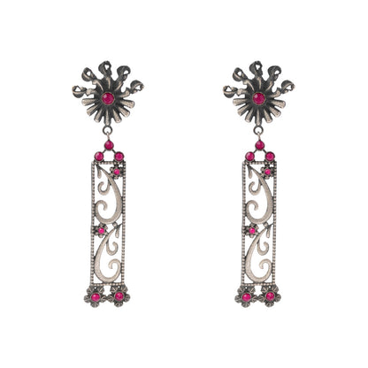 Tarangini- Silver Brass Oxidised dangler earrings