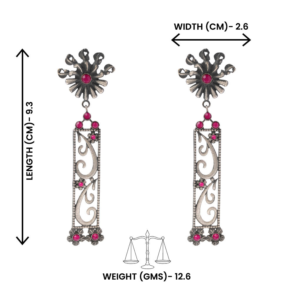 Tarangini- Silver Brass Oxidised dangler earrings
