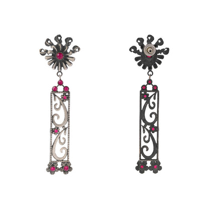 Tarangini- Silver Brass Oxidised dangler earrings
