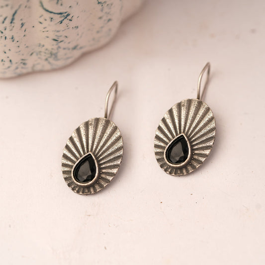 Tejpatra- Silver Brass stone studded dangler earrings