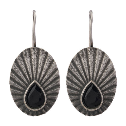 Tejpatra- Silver Brass stone studded dangler earrings