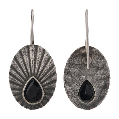 Tejpatra- Silver Brass stone studded dangler earrings