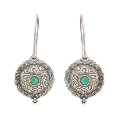 Prabha- Silver Brass Stone-Studded dangler earrings