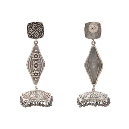 Shubhra- Silver Brass Oxidised dangler earrings