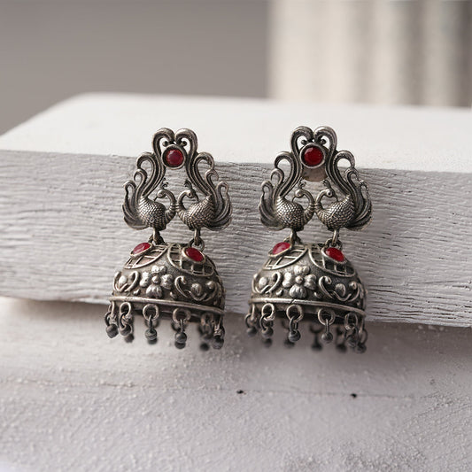Jhalrika- Silver Brass Pearl jhumka earrings
