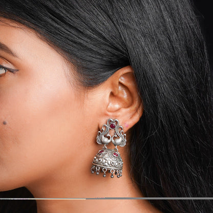 Jhalrika- Silver Brass Pearl jhumka earrings