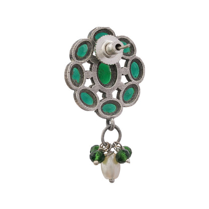Harit- Silver Brass Stone-Studded Stud Earrings