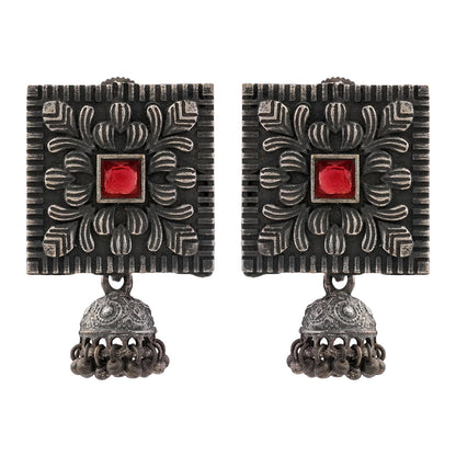 Chaukri- Silver Brass jhumka earrings