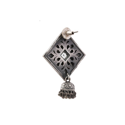 Manika- Silver Brass Pearl jhumka earrings