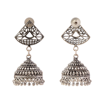 Leher- Silver Brass Pearl jhumka earrings