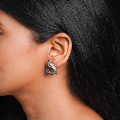 Hastidant- Silver Brass oxidised stud earrings