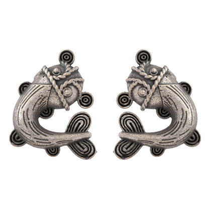 Hastidant- Silver Brass oxidised stud earrings