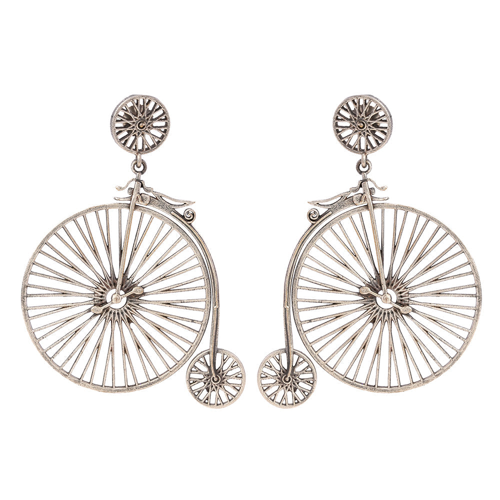 RatnaChakra- Silver Brass Oxidised dangler earrings