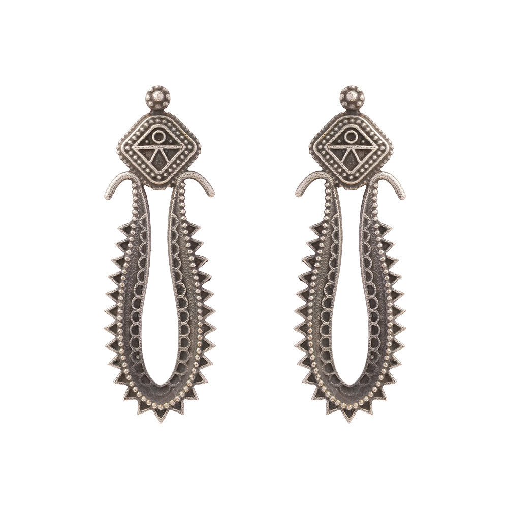 Chandira- Silver Brass oxidised stud earrings
